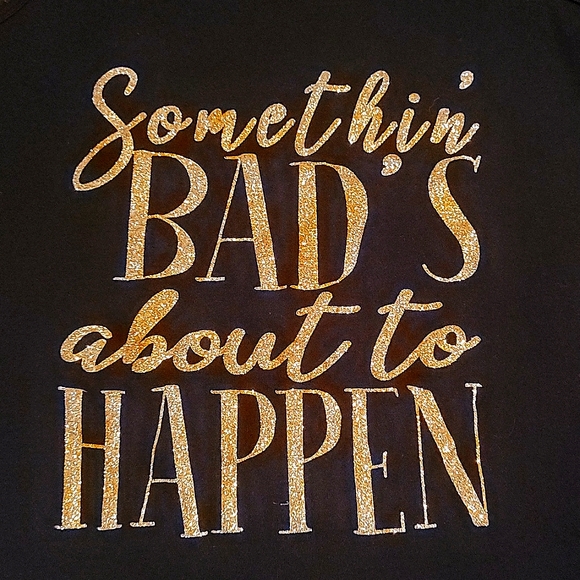 Somethin' Bad's About To Happen Black Glitter Tank L - Picture 1 of 2